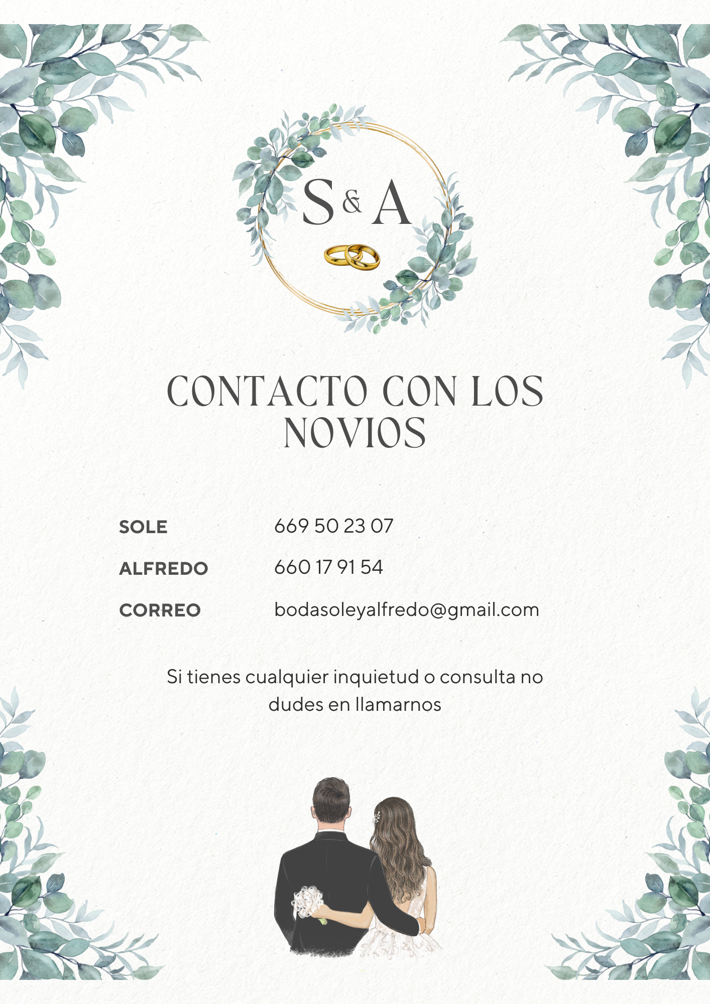 Contacto con los novios